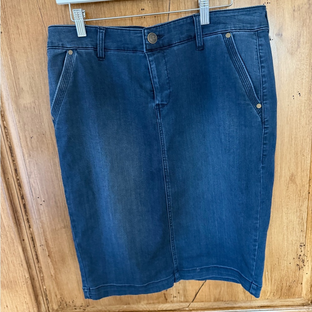 one 5 one Dark Blue Denim Pencil Skirt